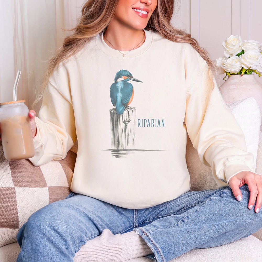 Riparian Kingfisher Perched on a Dock Piling Sweatshirt
